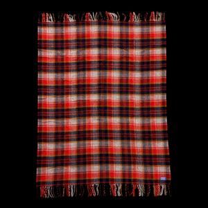 vintage pendleton pure virgin wool throw blanket made in usa red flannel 66"/50"